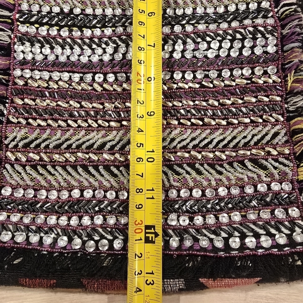 Coco + Carmen Crossbody Beaded Tribal Aztec Boho Adjustable Strap Multicolor. - Picture 12 of 15